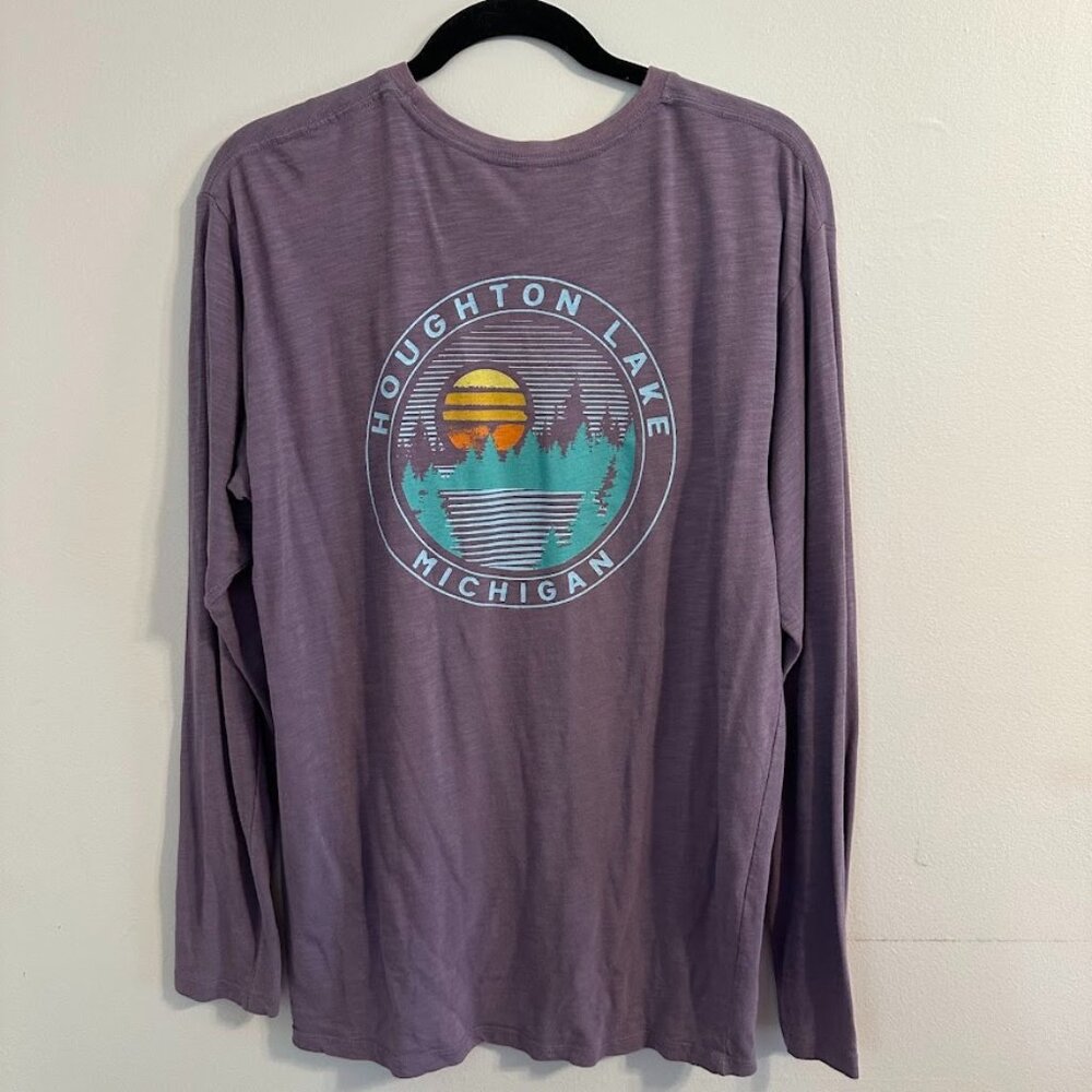 Artisans Houghton Lake Michigan Long Sleeve Tee | Purple, Lightweight, Sz Large - Picture 5 of 6